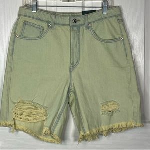 Wild Fable Sz 8 / 29 High Rise Bermuda Distressed Denim Shorts Light Gre…